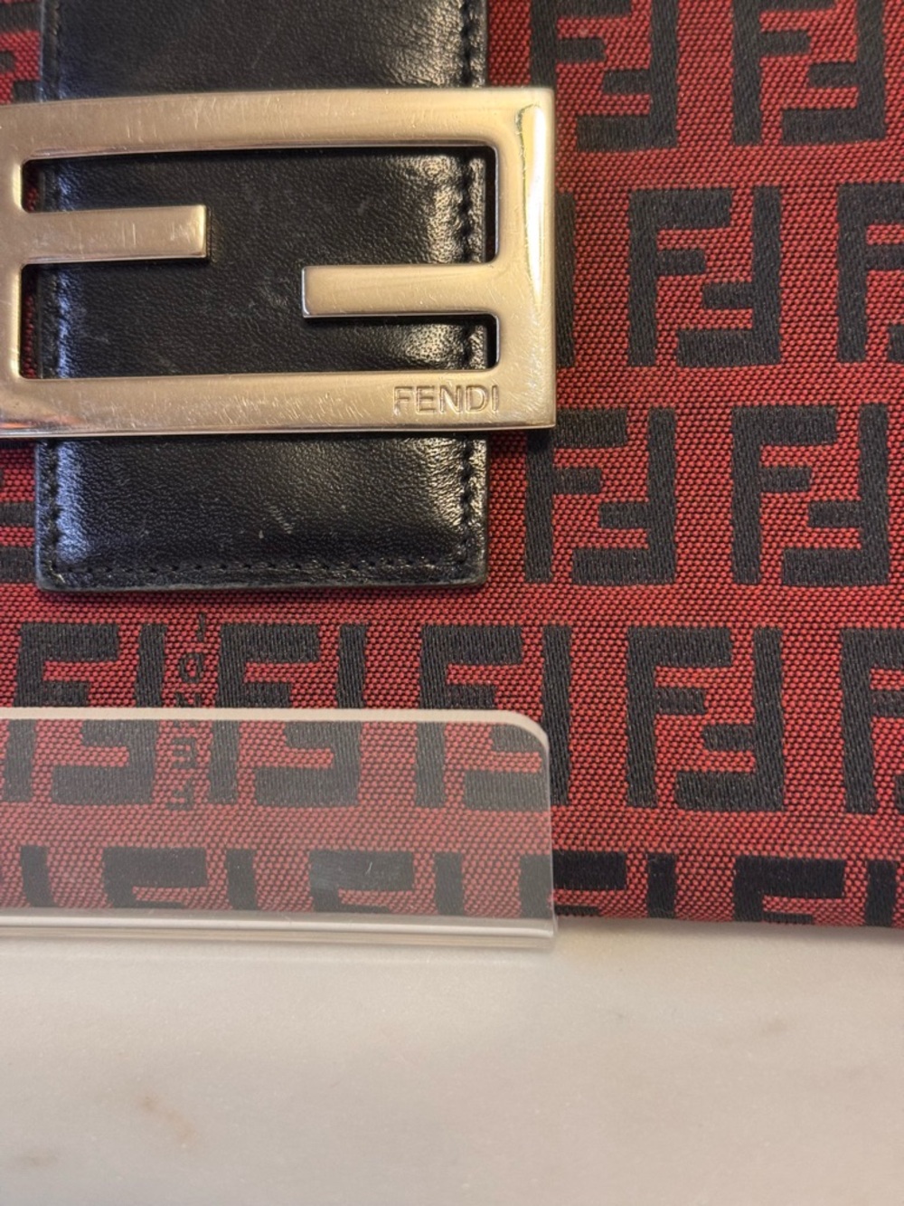 Fendi Authentic Vintage Red Zucca Monogram Wallet, EUC RARE - Picture 3 of 13